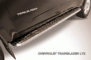 CHEVROLET Trailblazer 2013-Пороги d57 с листом (чёрный "квинтет")
